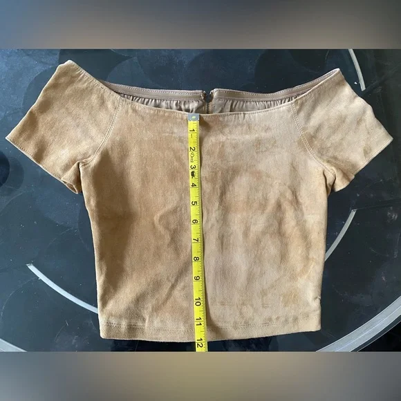 Rare Showroom Sample | Alice & Olivia Faux Suede Crop Top - Picture 9 of 11
